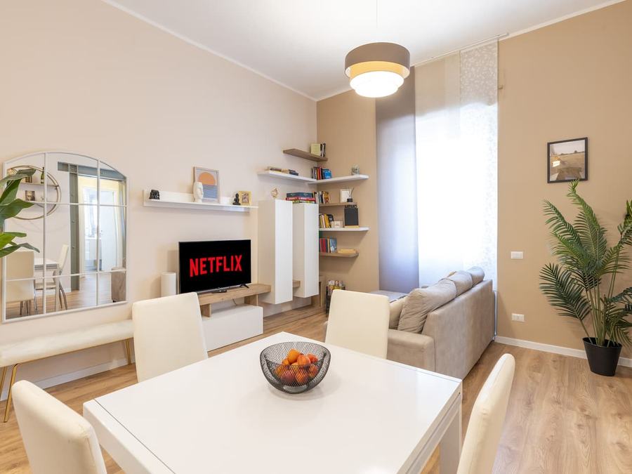 Soggiorno di un appartamento di design tra Monteverde e Trastevere